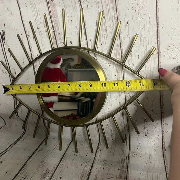 Brass Eye With Eyelashes Mirror Boho Decor Bohemian Home Wall Art Eye Shaped - Picture 6 of 6